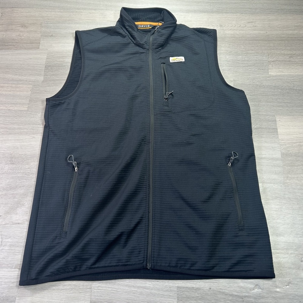 Orvis Trout Bum Vest Mens Medium Black Softshell Fleece Full Zip Outdoor